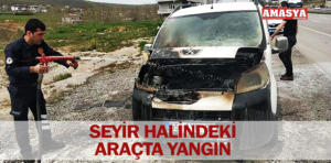 seyir halindeki araç yandı 1